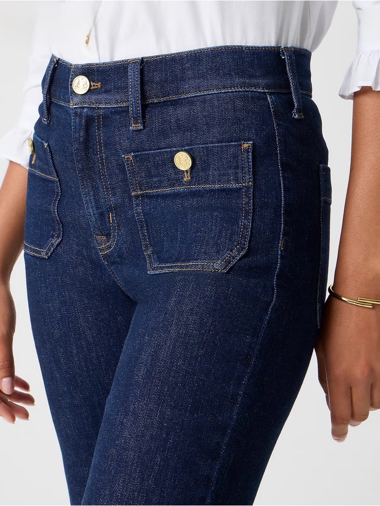 J. Crew Dark Indigo High-Rise Denim Trouser With Gold Buttons Brand New W/Tags!!